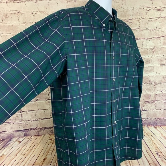 L.L. Bean Green Check Traditional Fit Button Front Long Sleeve Shirt - Picture 3 of 8